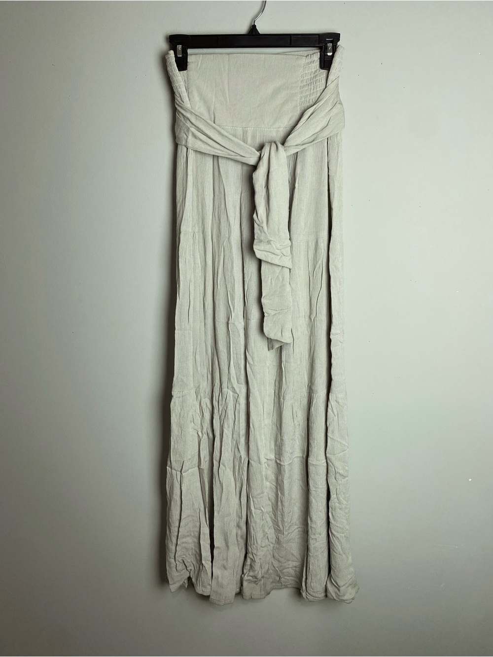 Rewash Light Gray Tie-Waist Wide Leg Pants